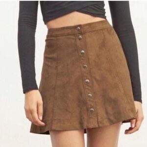 NWT A&F Button-Front Suede Skirt